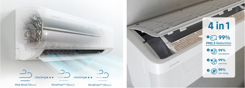 Ensure hygienic operation for your WindFree Air Conditioner with the Auto Clean function and cool down with greater peace of mind with the WindFree Air Conditioners 4-in-1 Filter
